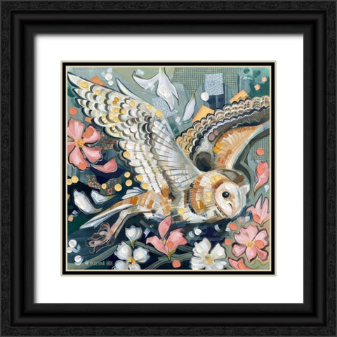 Barn Owl in Flight Black Ornate Wood Framed Art Print with Double Matting by Ihde, McKenna