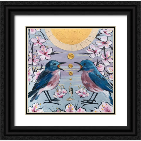 Blue Birds Black Ornate Wood Framed Art Print with Double Matting by Ihde, McKenna