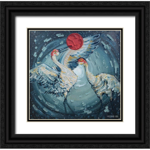 Sandhill Cranes Black Ornate Wood Framed Art Print with Double Matting by Ihde, McKenna