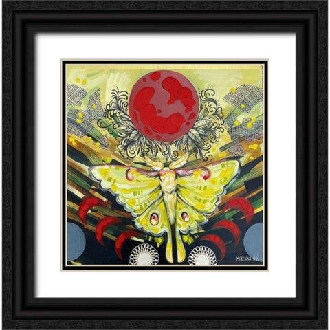 Luna Moth Black Ornate Wood Framed Art Print with Double Matting by Ihde, McKenna