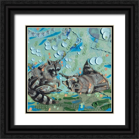 Two Raccoons Black Ornate Wood Framed Art Print with Double Matting by Kornowski, McKenna