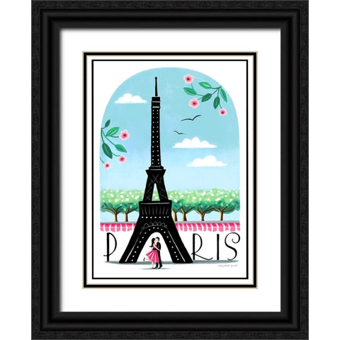 Paris Black Ornate Wood Framed Art Print with Double Matting by Tyndall, Elizabeth