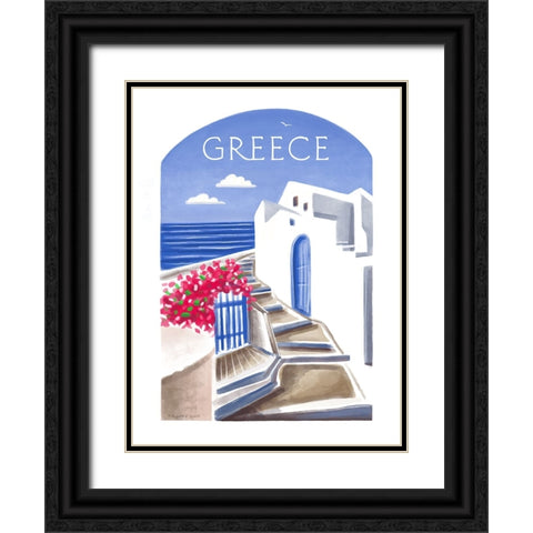 Greece Black Ornate Wood Framed Art Print with Double Matting by Tyndall, Elizabeth