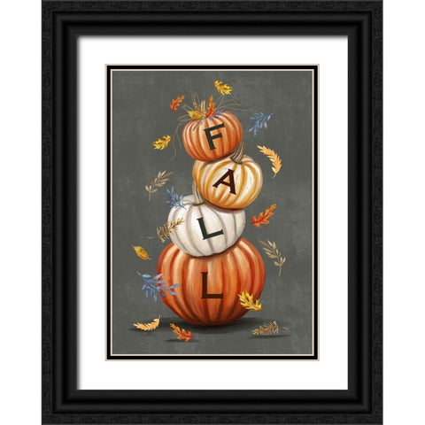 Fall Pumpkins Black Ornate Wood Framed Art Print with Double Matting by Tyndall, Elizabeth