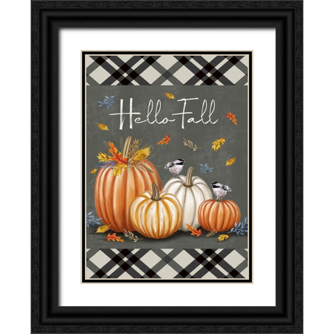 Hello Fall Black Ornate Wood Framed Art Print with Double Matting by Tyndall, Elizabeth