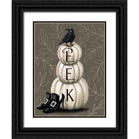 Eek Pumpkins Black Ornate Wood Framed Art Print with Double Matting by Tyndall, Elizabeth