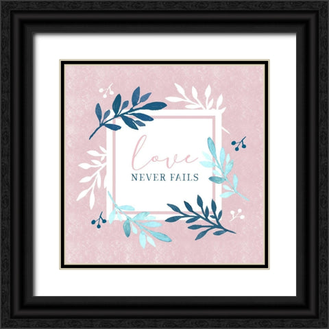 Love Never Fails Black Ornate Wood Framed Art Print with Double Matting by Tyndall, Elizabeth