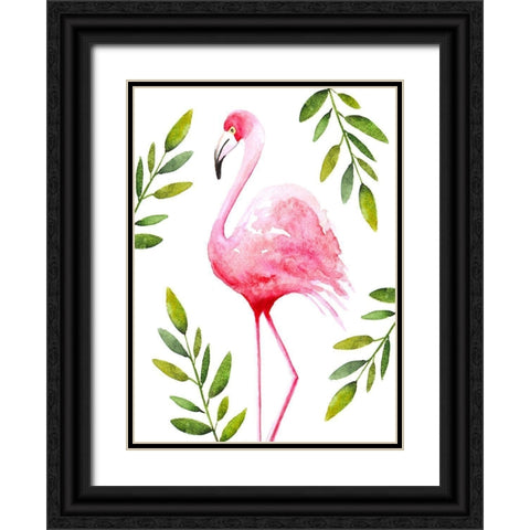 Flamingo I Black Ornate Wood Framed Art Print with Double Matting by Tyndall, Elizabeth