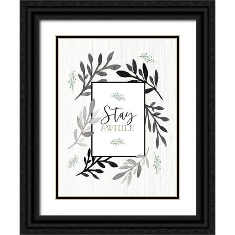 Stay Awhile Black Ornate Wood Framed Art Print with Double Matting by Tyndall, Elizabeth