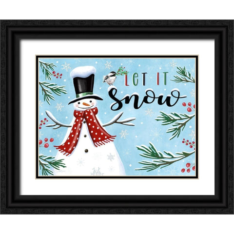 Let It Snow Black Ornate Wood Framed Art Print with Double Matting by Tyndall, Elizabeth
