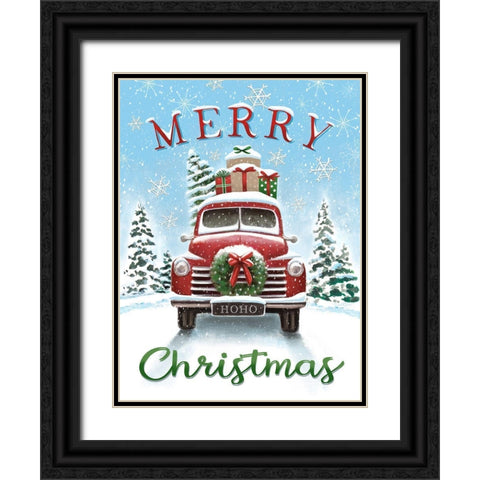 Merry Christmas II Black Ornate Wood Framed Art Print with Double Matting by Tyndall, Elizabeth