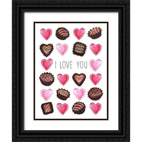 Love and Chocolates Black Ornate Wood Framed Art Print with Double Matting by Tyndall, Elizabeth