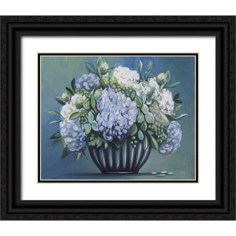 Blue and Green Floral II Black Ornate Wood Framed Art Print with Double Matting by Tyndall, Elizabeth