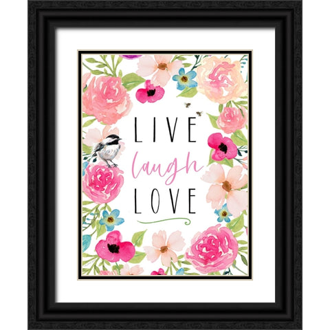 Live Laugh Love Black Ornate Wood Framed Art Print with Double Matting by Tyndall, Elizabeth