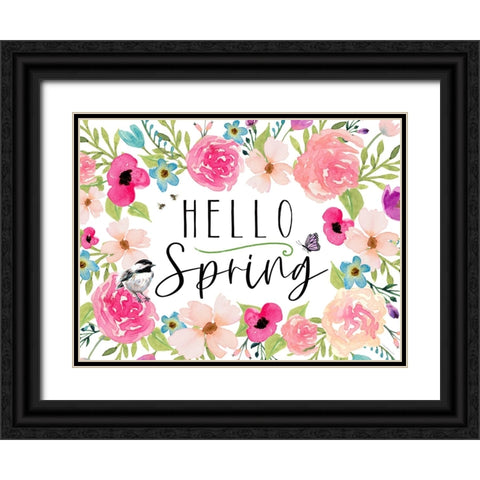 Hello Spring Black Ornate Wood Framed Art Print with Double Matting by Tyndall, Elizabeth