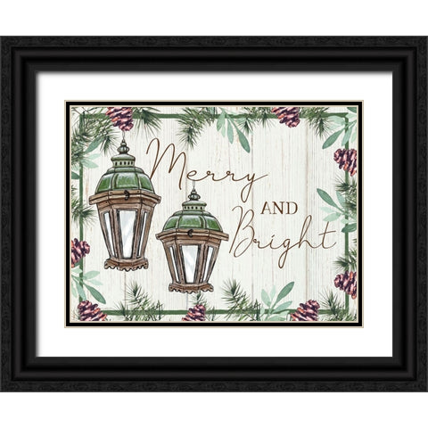 Merry and Bright Black Ornate Wood Framed Art Print with Double Matting by Tyndall, Elizabeth