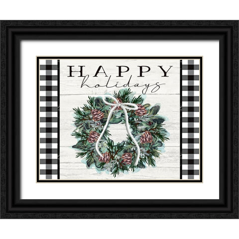 Happy Holidays Black Ornate Wood Framed Art Print with Double Matting by Tyndall, Elizabeth