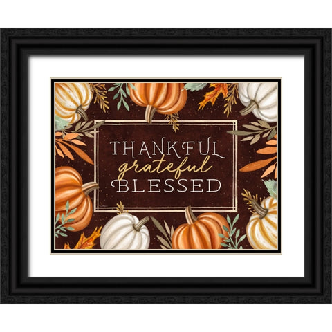 Thankful, Grateful, Blessed Black Ornate Wood Framed Art Print with Double Matting by Tyndall, Elizabeth