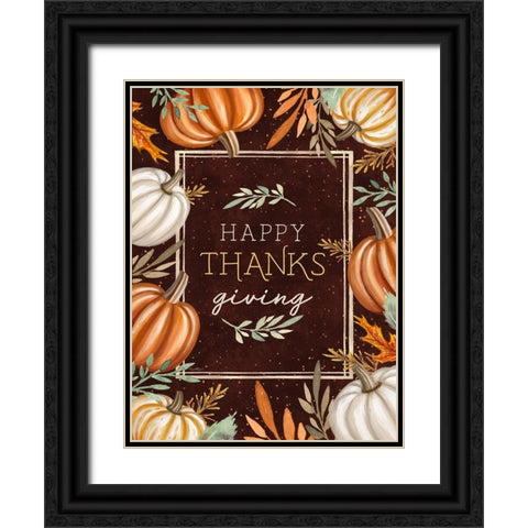 Happy Thanksgiving Black Ornate Wood Framed Art Print with Double Matting by Tyndall, Elizabeth