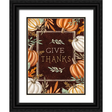 Give Thanks Black Ornate Wood Framed Art Print with Double Matting by Tyndall, Elizabeth