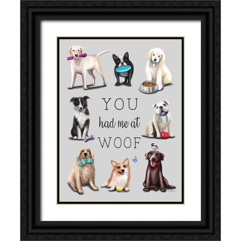 Woof Black Ornate Wood Framed Art Print with Double Matting by Tyndall, Elizabeth