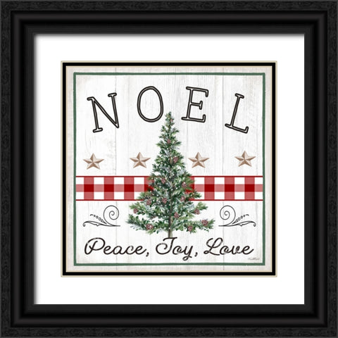 Peace, Joy, Love - Noel Black Ornate Wood Framed Art Print with Double Matting by Tyndall, Elizabeth