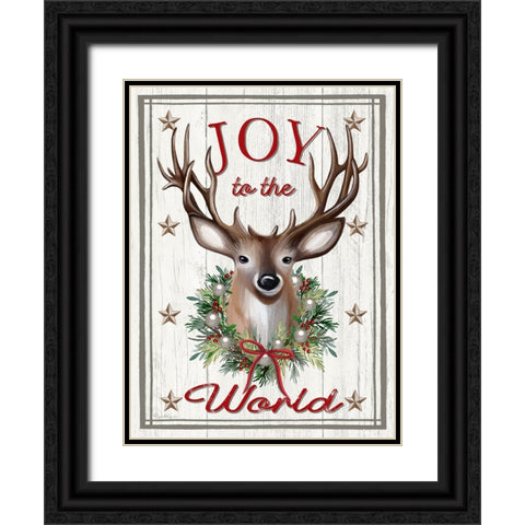 Joyful Reindeer Black Ornate Wood Framed Art Print with Double Matting by Tyndall, Elizabeth