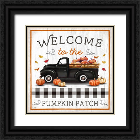 Pumpkin Patch Welcome Black Ornate Wood Framed Art Print with Double Matting by Tyndall, Elizabeth