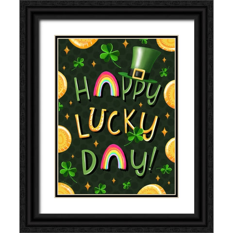 Happy Lucky Day Black Ornate Wood Framed Art Print with Double Matting by Tyndall, Elizabeth