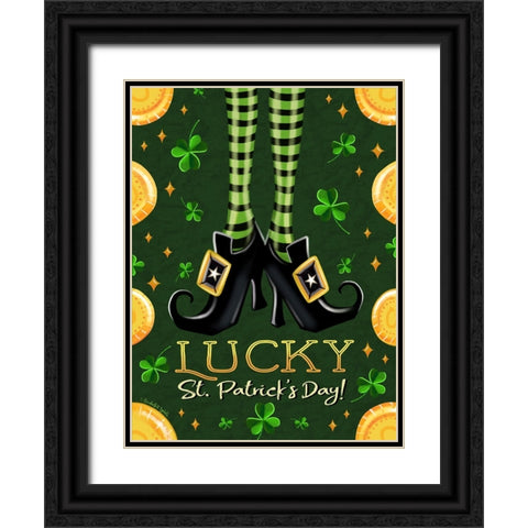 Lucky St. Patricks Day Black Ornate Wood Framed Art Print with Double Matting by Tyndall, Elizabeth