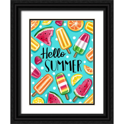 Hello Summer Black Ornate Wood Framed Art Print with Double Matting by Tyndall, Elizabeth