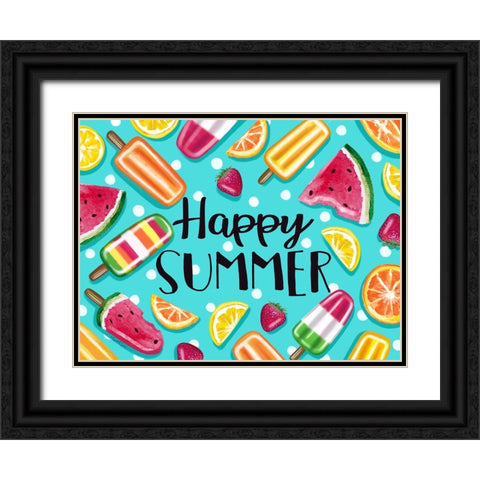 Happy Summer Black Ornate Wood Framed Art Print with Double Matting by Tyndall, Elizabeth