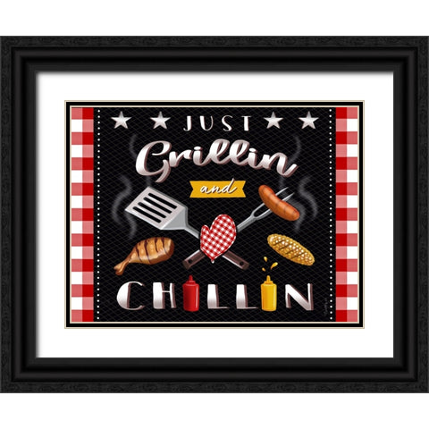 BBQ Grill III Black Ornate Wood Framed Art Print with Double Matting by Tyndall, Elizabeth