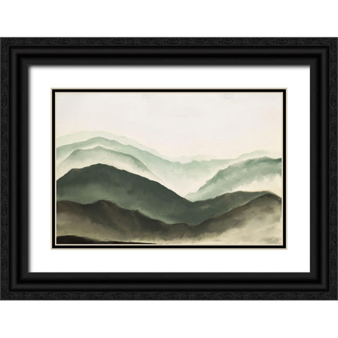 Mountains Black Ornate Wood Framed Art Print with Double Matting by JJ Design