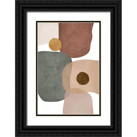 Earth Tones Black Ornate Wood Framed Art Print with Double Matting by JJ Design