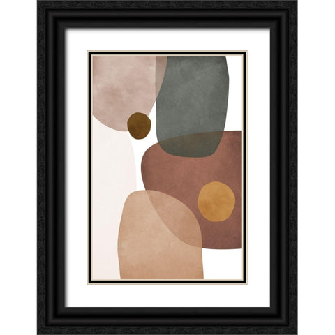 Earth Tones III Black Ornate Wood Framed Art Print with Double Matting by JJ Design