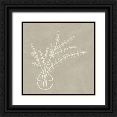 Beige Vase Black Ornate Wood Framed Art Print with Double Matting by JJ Design