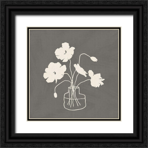 Gray Vase Black Ornate Wood Framed Art Print with Double Matting by JJ Design