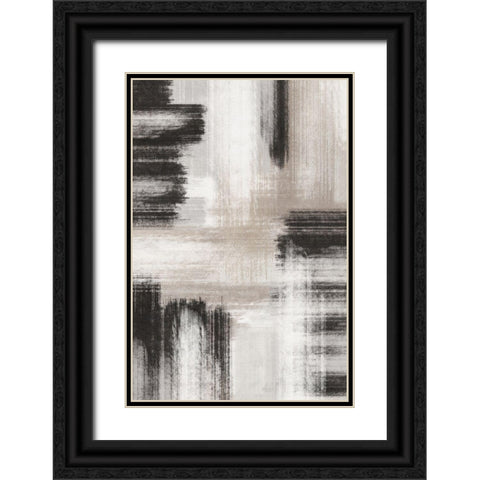 BW Abstract III Black Ornate Wood Framed Art Print with Double Matting by JJ Design