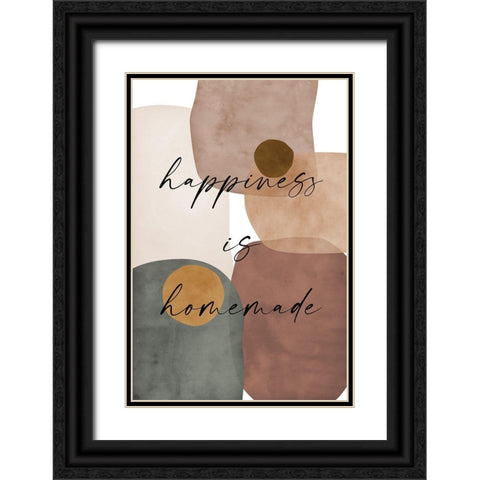 Happiness Black Ornate Wood Framed Art Print with Double Matting by JJ Design