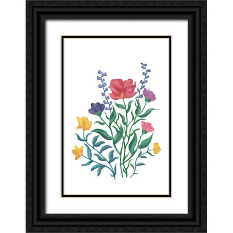 Watercolor Flowers II Black Ornate Wood Framed Art Print with Double Matting by JJ Design