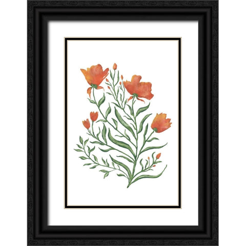 Watercolor Flowers III Black Ornate Wood Framed Art Print with Double Matting by JJ Design