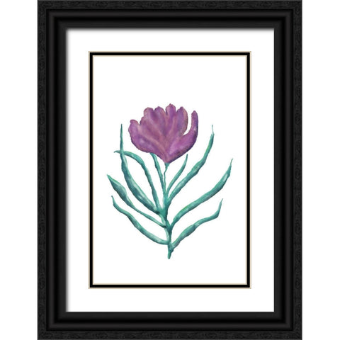 Purple Flower Black Ornate Wood Framed Art Print with Double Matting by JJ Design