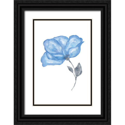 Blue Flower Black Ornate Wood Framed Art Print with Double Matting by JJ Design