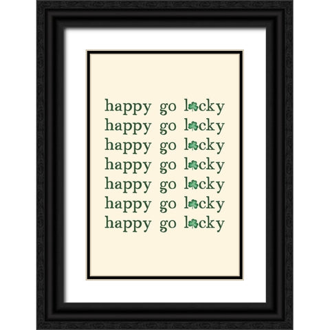 Happy Go Lucky Black Ornate Wood Framed Art Print with Double Matting by JJ Design