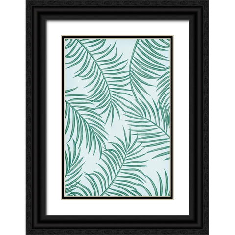 Palm Leaves Black Ornate Wood Framed Art Print with Double Matting by JJ Design