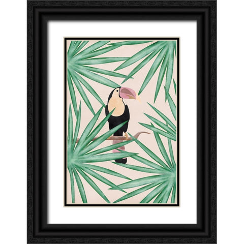Toucan Black Ornate Wood Framed Art Print with Double Matting by JJ Design