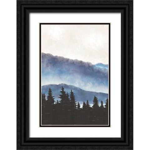 Blue Landscape I Black Ornate Wood Framed Art Print with Double Matting by JJ Design