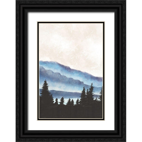 Blue Landscape II Black Ornate Wood Framed Art Print with Double Matting by JJ Design
