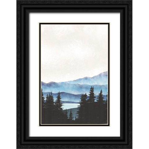 Blue Landscape III Black Ornate Wood Framed Art Print with Double Matting by JJ Design